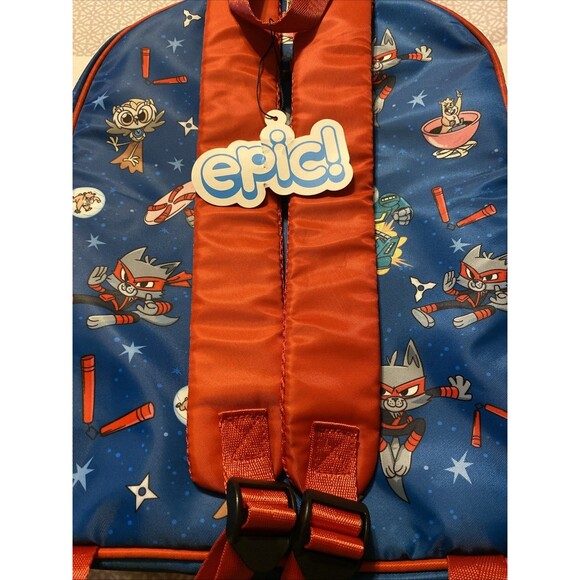 Epic Cat Ninja Children's School Backpack Bag Blue & Red NEW - Picture 2 of 5
